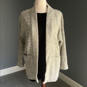 Marine Layer Black and Cream Cardigan Sweater Open-Front